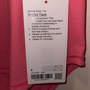 Lululemon Sculpt Tank - Guava Colour